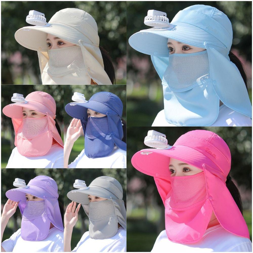 

with Electric Fan Tea Picking Hat Breathable Sunscreen Hat Portable Face Mask Camping Hiking Темно-синій