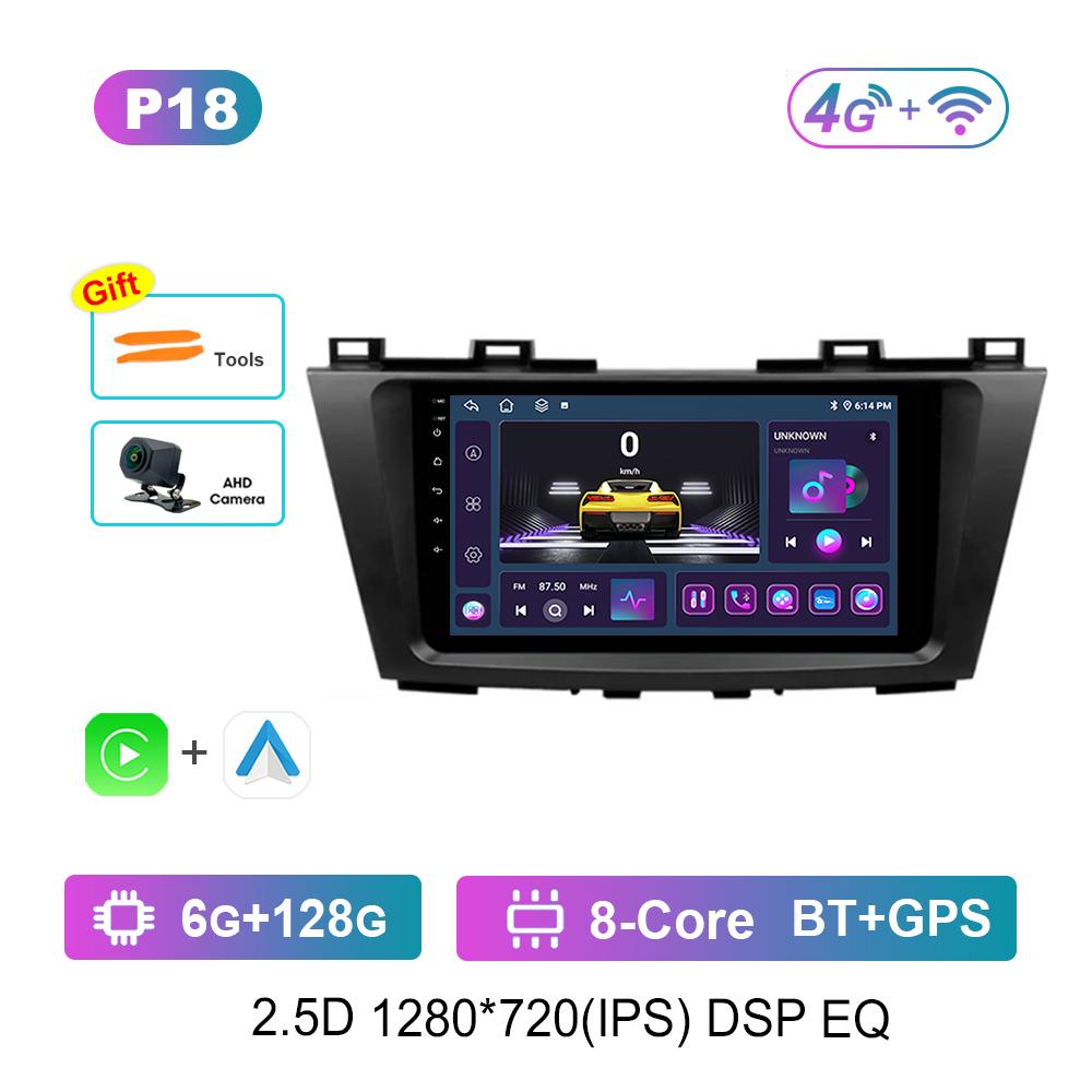 9 Inch for Mazda 5 3 CW 2010 - 2015 Car Audio Multimedia Player Android Head Unit DSP Stereo Carplay GPS Navi 4G+WiFi Bluetooth