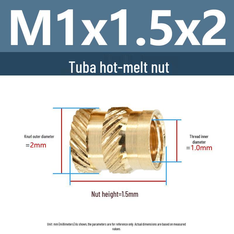 Yigu Tu Ba Hot Melt Copper M2M10 Double Knurled Insert Nut for Injection Molding