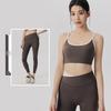 Damen Color-Block Yoga-Set: Patchwork Sport-BH, Antibakterielle V-Ausschnitt High-Waist Bauchkontrollhose