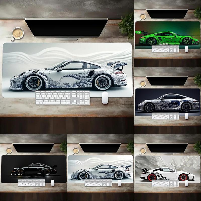 Large White Sports Car Design Mouse Pad Gaming Anti-Slip Rubber Base Desk Mat Gamer Office Laptop Computer Accessories Carpet