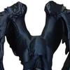 Figurina Angelo con Faccia Coperta Scultura Nera Opaca Stampata in 3D Angelo Seduto Malinconico con Ali Dettagliate per Arredamento Casa Ufficio