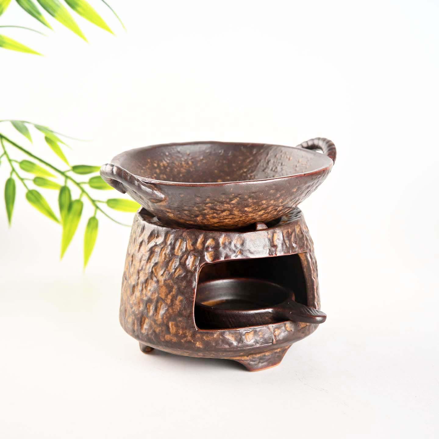 Chinese Antique Tea Incense Burner & Candle Warmer with Cedar Diffuser