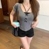 Pure Desire Fake Two Pieces Lace Lace Bow Short-sleeved T-shirt Women's Summer New Sweet Spice Girl Slim Niche Top