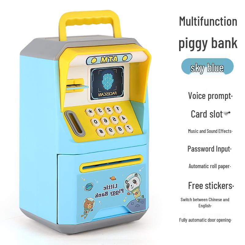 Children's Fingerprint Piggy Bank: Multifunctional Electric Coin Safe & Password Box Toy