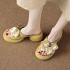 Sandalen Kawaii Niedliche Damen Hausschuhe Weiche Schuhe für Damen Draußen Hoch bis zu 5cm Absatz Pantoletten Leder Sabot Rutschfest 2025 Luxus 39