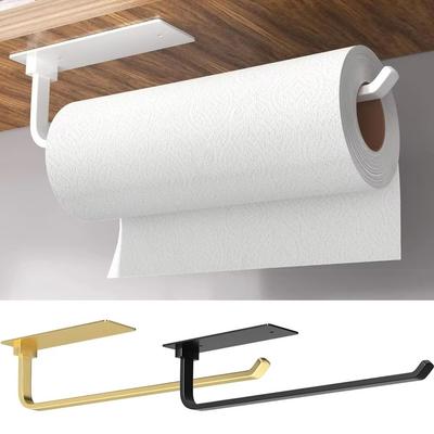 Under Cabinet Paper Towel Holder Rust-proof Self-Adhesive/Drilling Mount Kitchen Roll Dispenser Large Load-bearing Space Saving