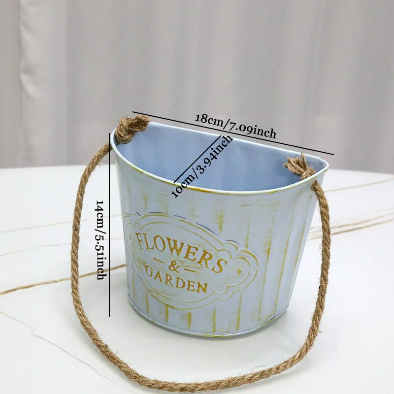 WTEMPO Retro Rural Ironwork Flower POTS Flower Vases Garden Hanging Buckets Exterior Wall Decorations Wall-hung Flower Baskets Balcony Hanging Buckets