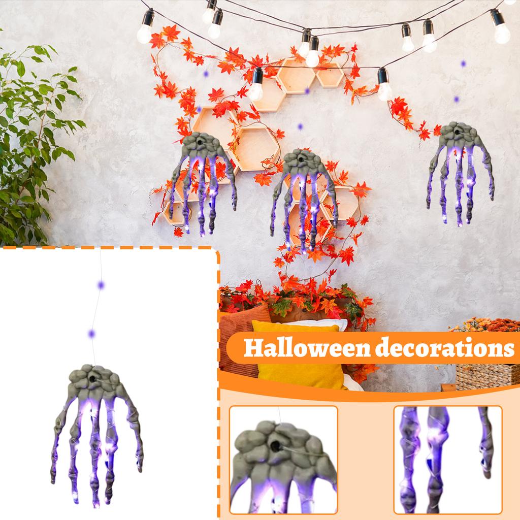 Purple Claw/ String Lights Plastic Skeleton Hand Design With Glowing Purple Effect Halloween Decorations