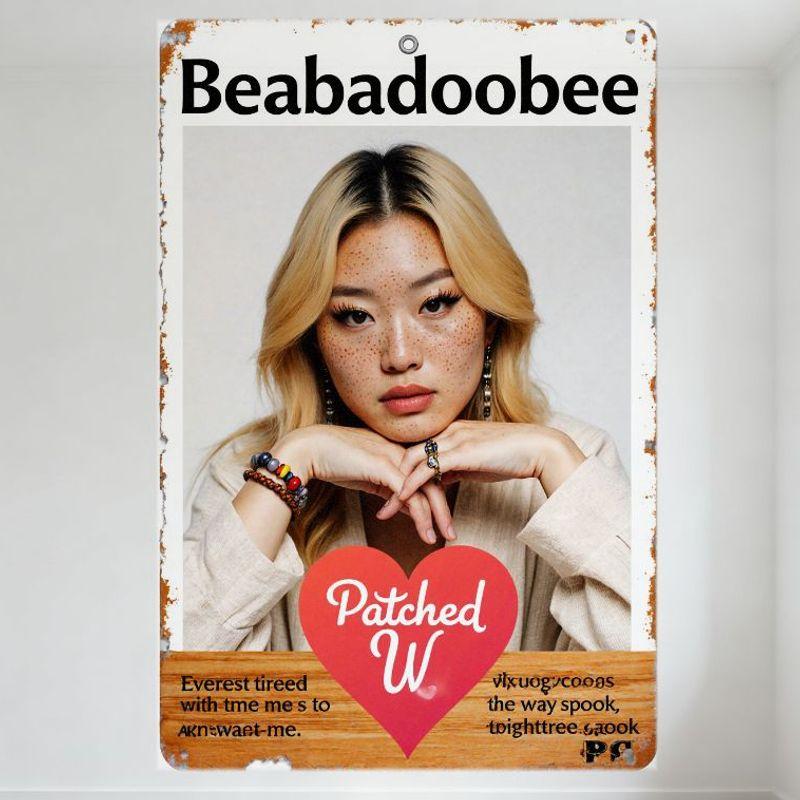 

Beabadoobee Vintage Metal Tin Sign with Patched W Heart, Distressed Rusty Border Home Wall Decor Art for Man Cave Bar Café 20x30cm（7.8x11.8inch）