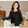 Hollow Blouse 1011 Solid Color New Knitted Sweater Top Women's Korean Round Neck Pullover Women's Knitted Sweater Women