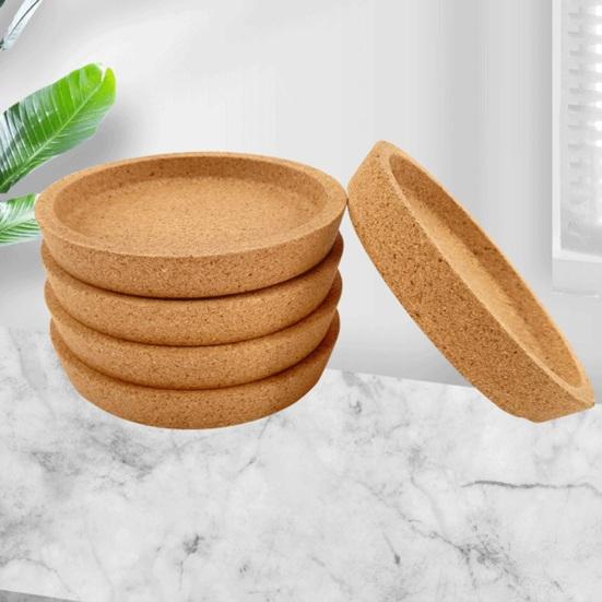 Coaster, Strong Heat Insulation Cork Coaster, Anti-Slip Performance Round Cork Coaster with Three-Dimensional Rim Design