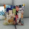 Cozy Many Cats Cushion Cover Plant Print Silk Material Decoration Bedside