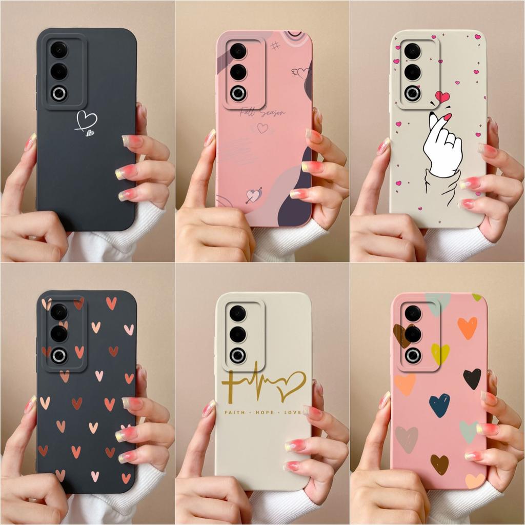 For OPPO A3X A3 Pro Realme 13 Pro Plus 12 Pro+ Case Screen Protector Super Shockproof Slim Silicone Back Cover Pretty Love Heart Bumper Shell For OPPO