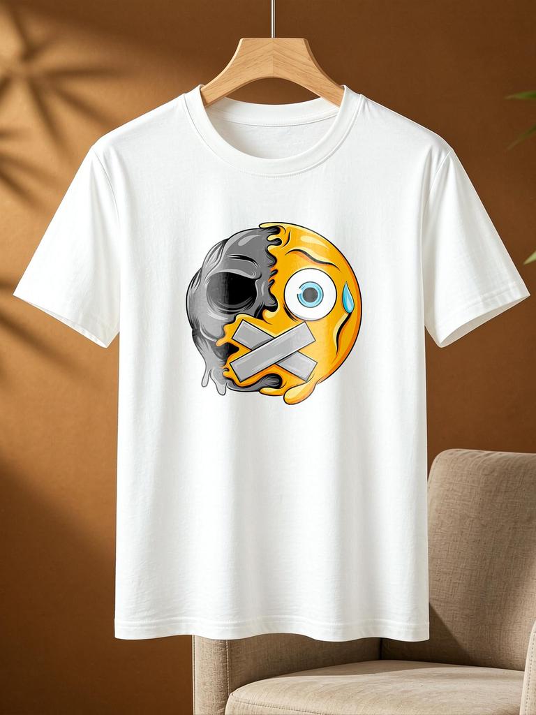 Cool Skull Print Casual Short Sleeve Tee Comfortable Daily Fashion Top