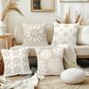 Mondrians Light Brown Floral Design Doublesided Printed Pillow Cover Short Plush Suitable Living Rooms Throw Cushion Cover