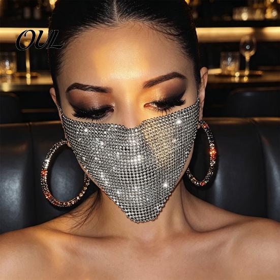 Sexy Nachtclub Requisiten Funkelnde Strass Gesichtsmaske, Glitzer Kristall Maskerade Bling Halb Exquisite Metallkunst Masken Abdeckungen für Damen Halloween