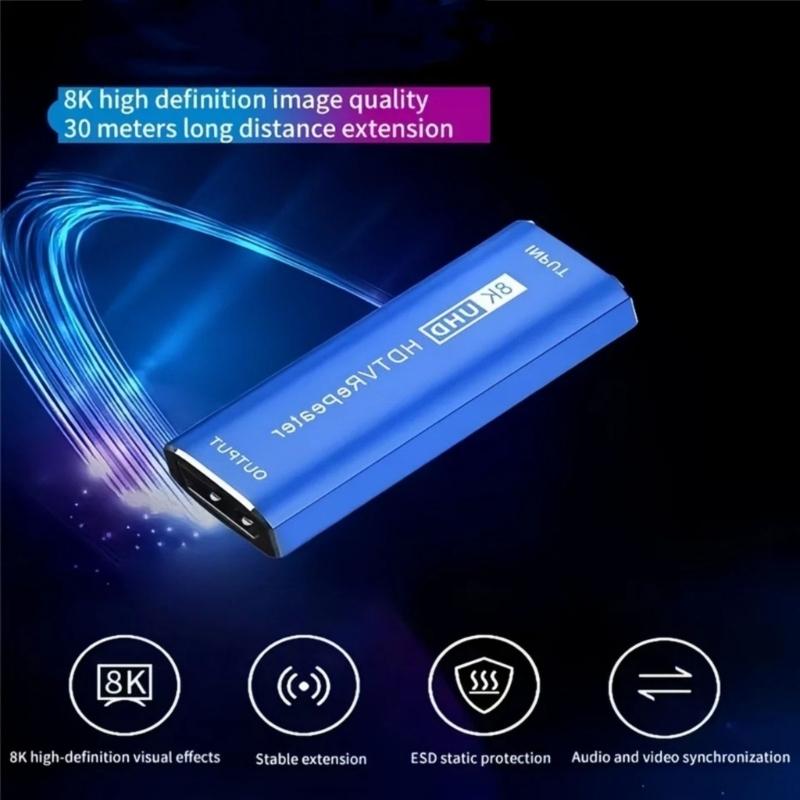 Signal Amplifier 8K Signal Extender Booster Extender 4K 60Hz 30M Long Distance Extension Video Adapter