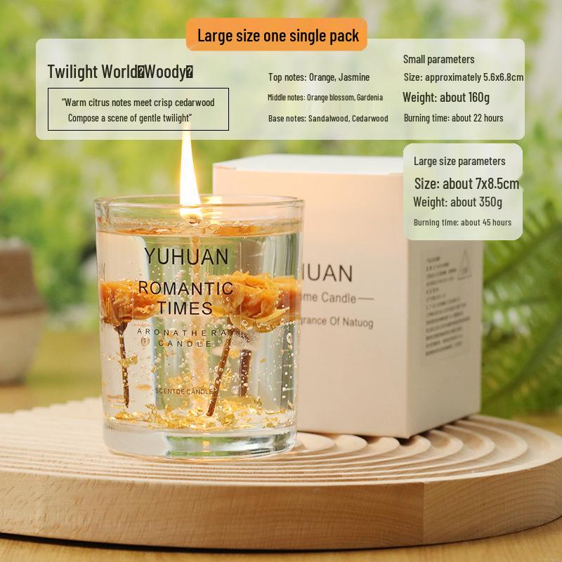 Real Flower Gold Foil Scented Soy Wax Candle - Aromatherapy Essential Oil in Glass with Floral Art Fragrance.