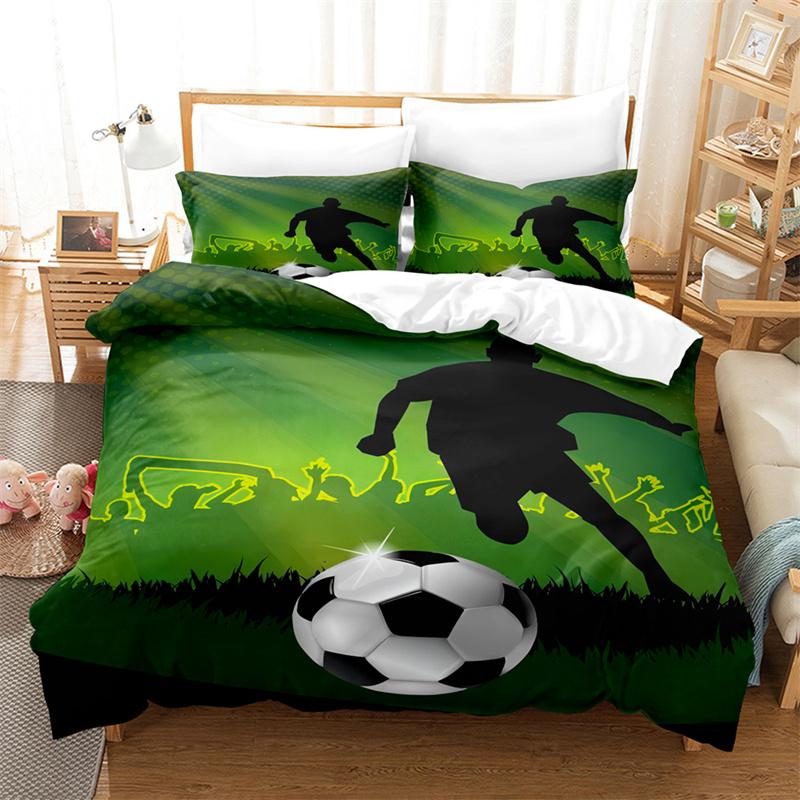Football Bedding Set Boys Duvet Cover Ball-game Star Quilt Cover Room Gorgeous Competitive Sports Bedding Queen Duvet Cover Set