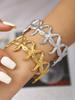 Summer Beach Series Fashion Personality Exaggerated Bohemian Style Stainless Steel Plated 18K Gold Starfish Bracelet Female