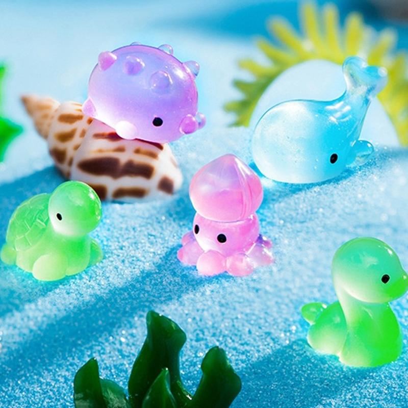 Mini Leuchtende Meerestiere Figur Delphin Krabbe Krake Meeresschildkröte Mikro Landschaft Ornament Aquarium Dekoration