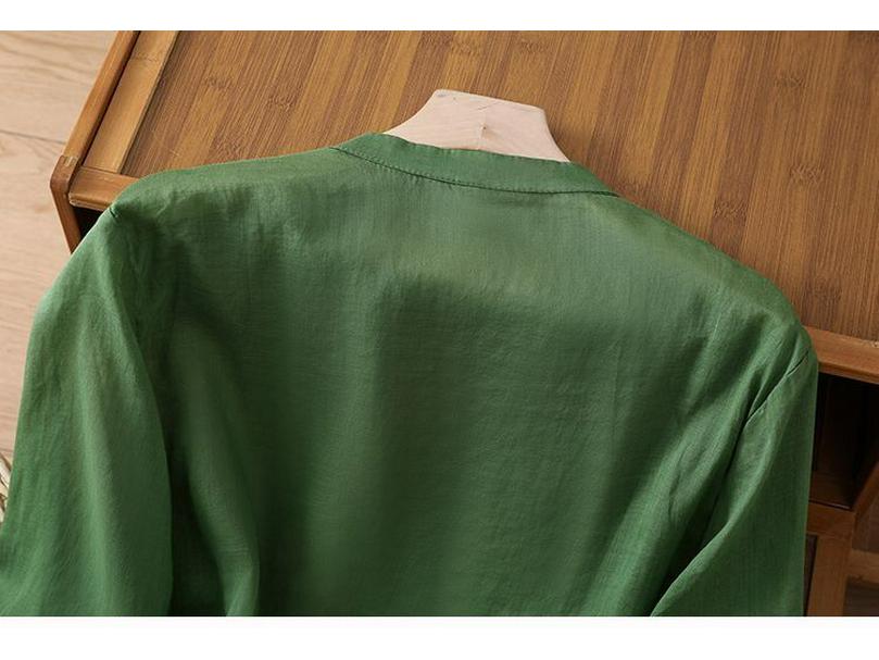 Embroidered Patchwork Cardigan - New Chinese Style Button-Up Shirt