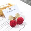 Fashion Creative Hairball Stud Earrings, Simple And Cute Rolled Lamb Teddy Wool Earrings