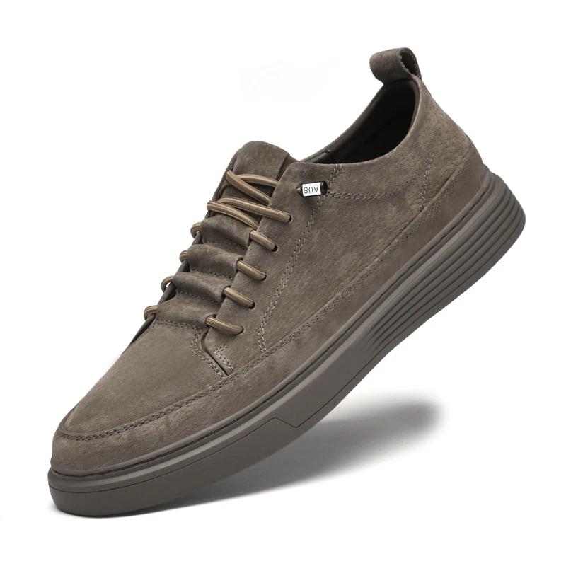 Fashion Men Fashion Casual Shoes British Style Man Skateboard Footwear Suede Leather Business Formal Shoes Cow Leather Soft Men Sneakers