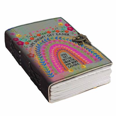 Diario in pelle con citazione stampata, pagine bianche, per uso personale e in ufficio, planner, diario vuoto - 7 x 5 pollici