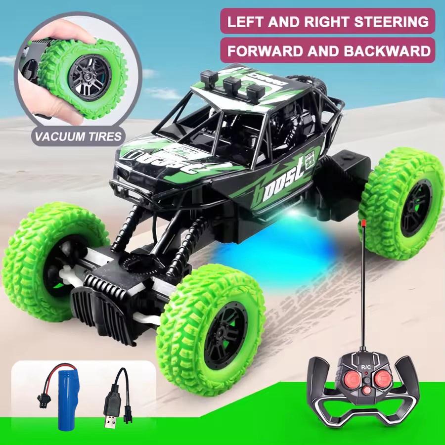 Remote Control Car Outdoor Off Road With Light Rubber Tire Climbing All Terrain Vehicle Car Model Truck Toy Gift For Kids Boy