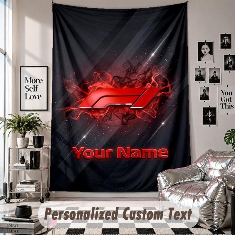 Wall Hanging Tapestry With Custom Name & Text, F1 Decorative Tapestry For Bedroom