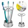 Stainless Steel Toothbrush Holder, Makeup Brush Organizer with 6 Slots, Wall Mounted Bathroom Storage for Electric Toothbrush