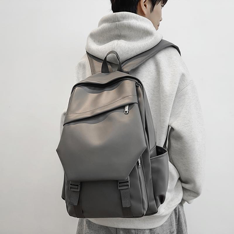 Men's Large Capacity PU Backpack Student Schoolbag Sports Computer Bag