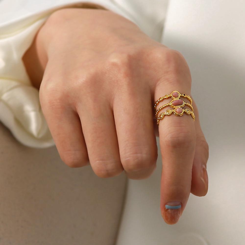 

Luxurious Pink Geometric Adjustable Ring for Women