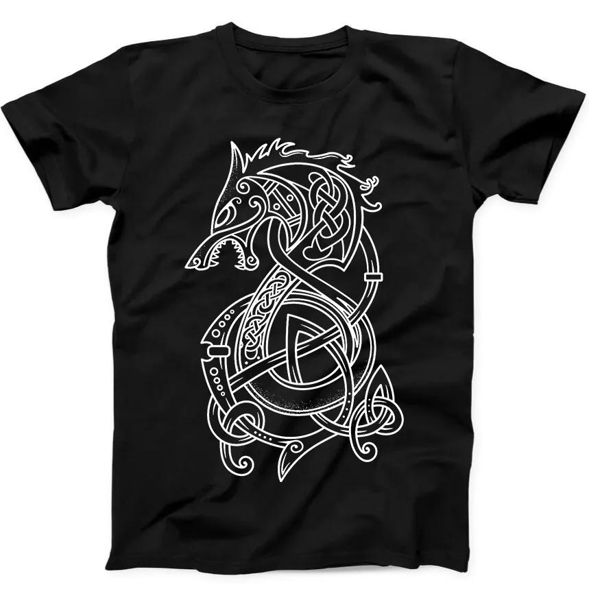 Wolf Emblem Viking Warriors Cult Movie Music Funny Gift Tee Black T Shirt 134