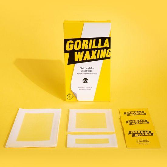 GORILLA WAX Strip & Go Wax Strips & After Waxing Serum Tissues (28 sheets)