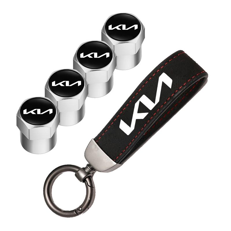 OYQZ3 Car Tire Wheel Valve Caps Cover Suede Car Key Chain Ring Keychain For KIA EV6 Stinger RIO Sorento Picanto Ceed Borrego Syros K4