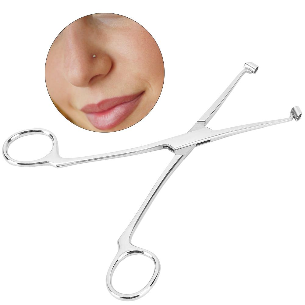 Stainless Steel Septum Forceps Nose Tongue Tattoo Body Piercing Pliers Clamp Tool