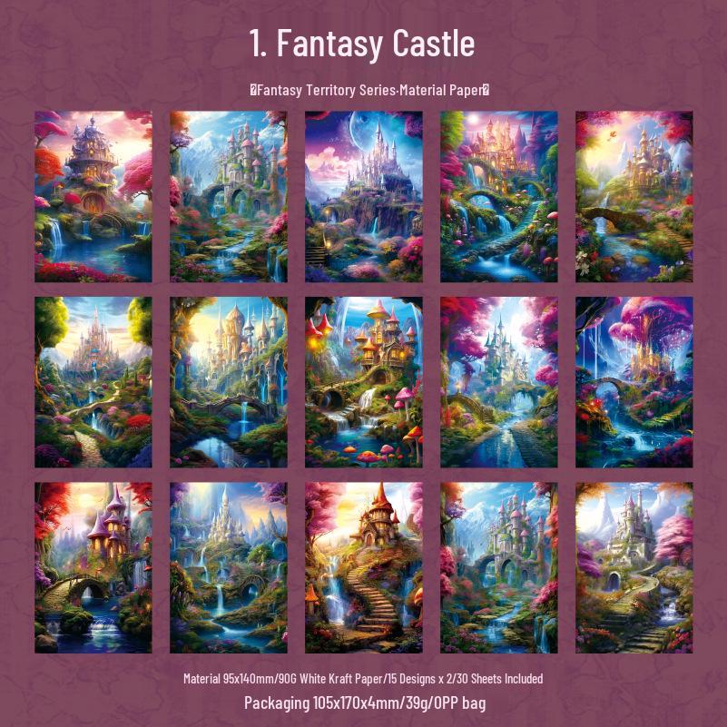 Retro Fantasy Forest Elf Hut Journal Background Paper - 30 Dreamy Sheets
