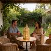 Unique Metal Candle Column Decorated With Cultural Mediterranean Motifs Perfect For Dining Table Centerpieces
