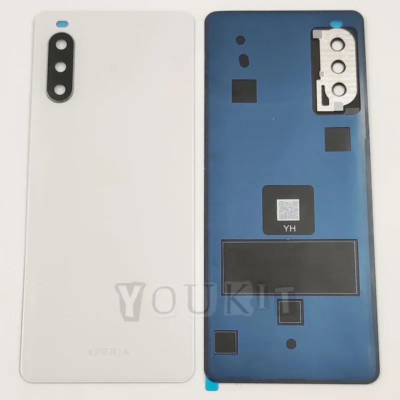 Стекло Для Sony Xperia 10 III Крышка Аккумулятора Жесткая Задняя Крышка Задняя Дверца Корпус + Объектив Камеры + Клейкий ЛОГОТИП белый