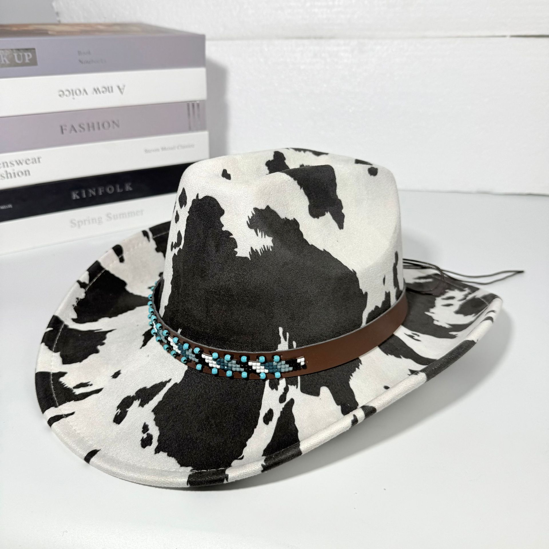 

JYL TS DIY Classic Cowboy Hat Western Riding Cap Felt black_L(57-59cm） синій колір-фото