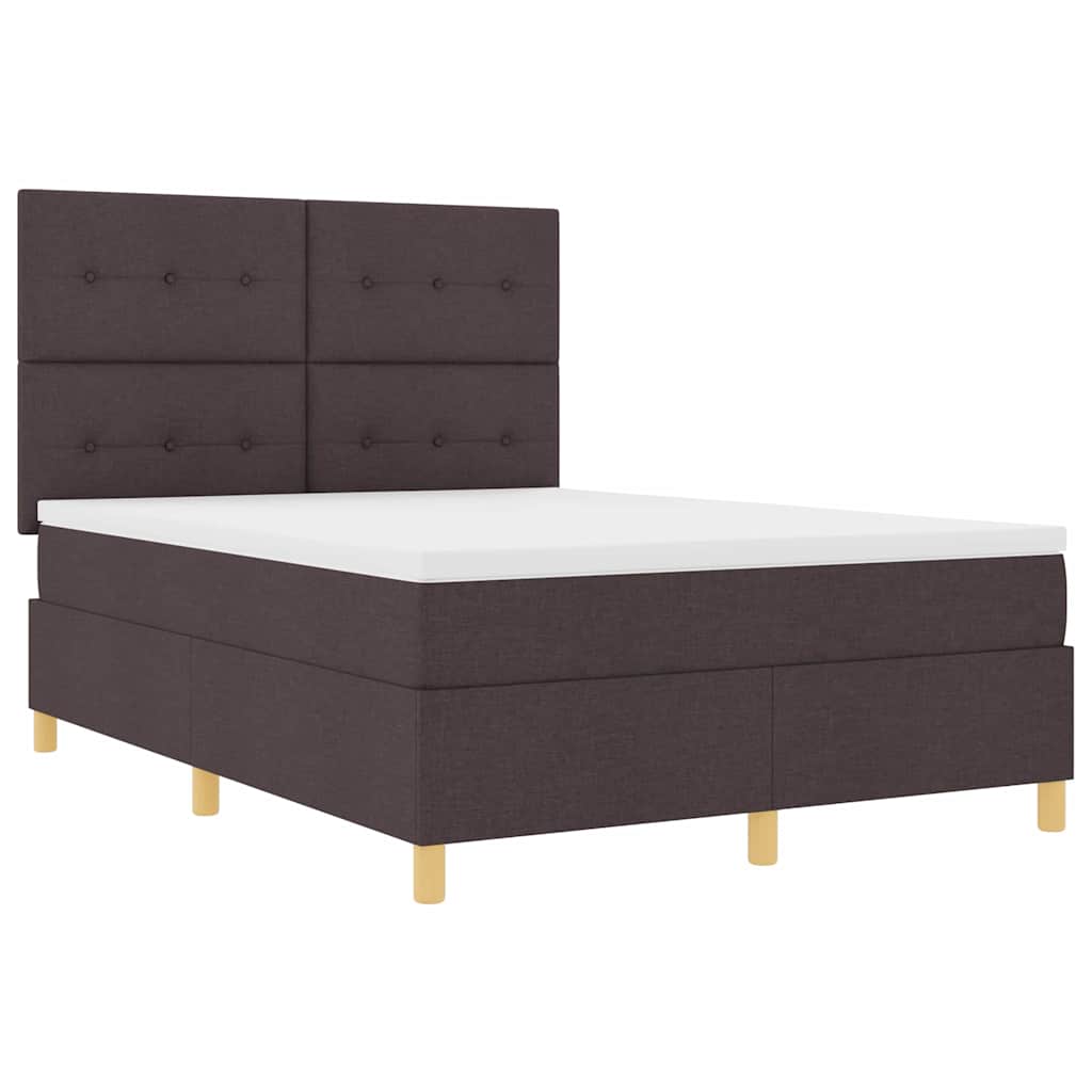 Box Spring Bed with Mattress Dark Brown 140 x 190 cm Fabric