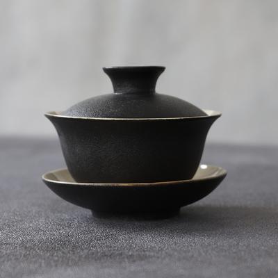 Black Ceramic Gaiwan Teaup Kung Fu Tea Sets 130ml