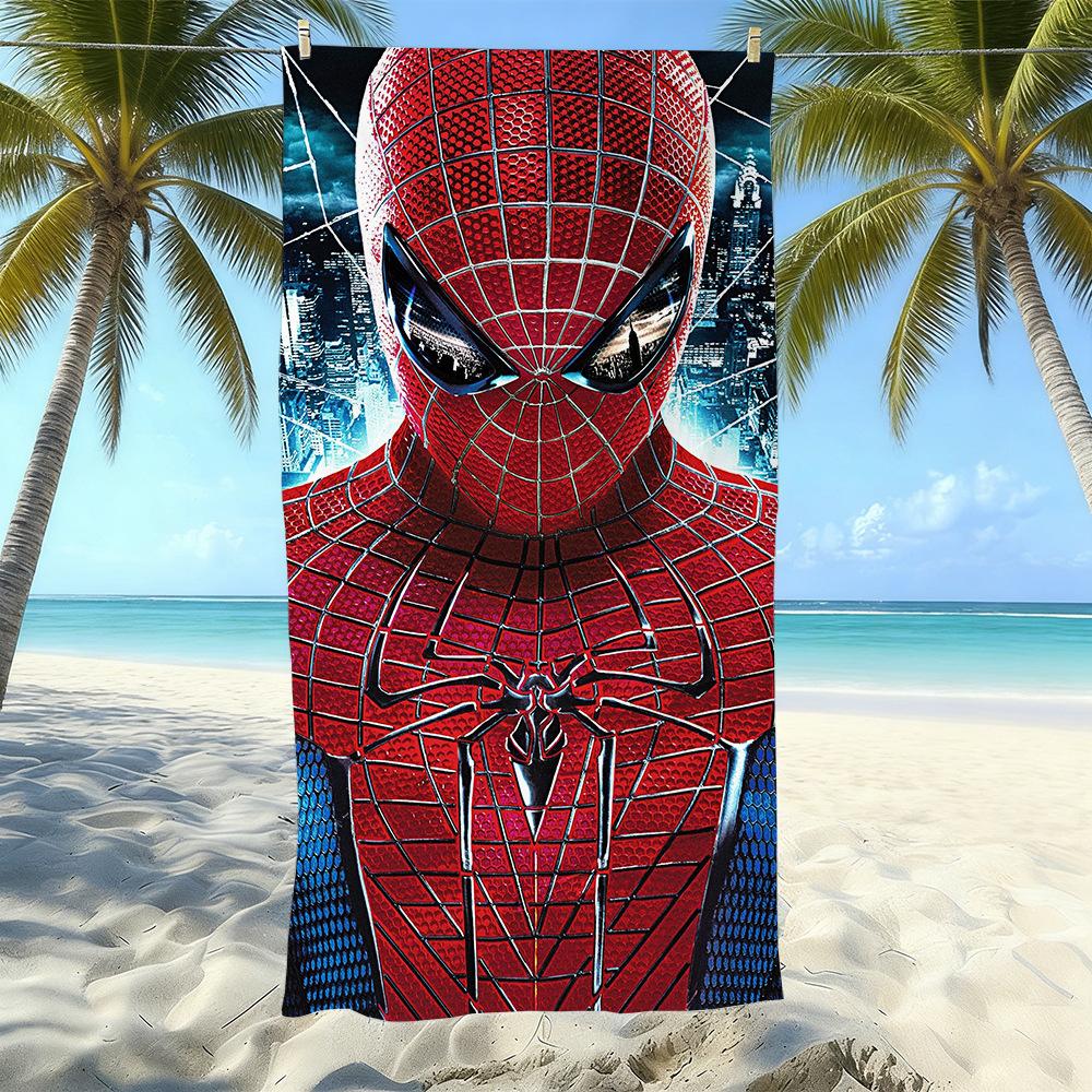 Toalla de Playa con Estampado de Dibujos Animados de Marvel Spider-Man, Natación en la Costa, Secado Rápido, Suave y Agradable para la Piel, Playa de Vacaciones