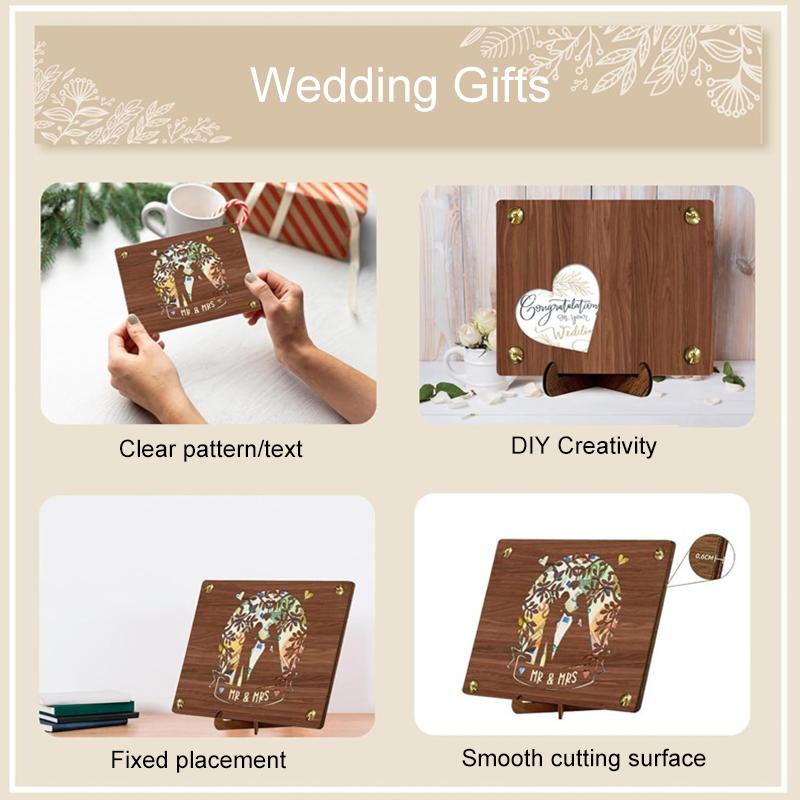 1PC Birthday/Wedding Friend Friendship Gifts Graduation DIY Wooden Photo Frame With Bracket Creative Greeting Card Money Clip