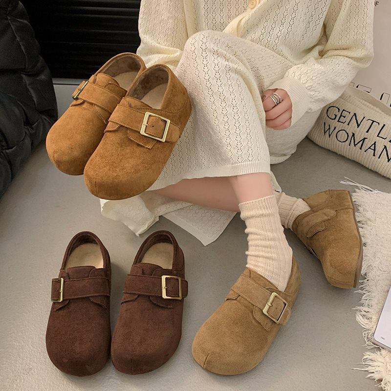 New Korean Version Autumn and Winter Shoes Deep Mouth 2025 Retro Soft-soled Single Shoes Mori Boken Classic Versatile Two-wear Doudou Shoes