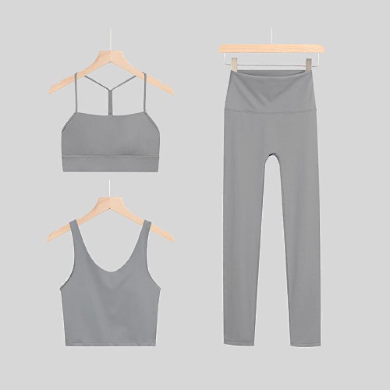 LULU Original Three-Piece Yoga Set: Beautiful Back Y/U-Shaped Vest & Quick-Dry, Breathable Nine-Point Pants for Women