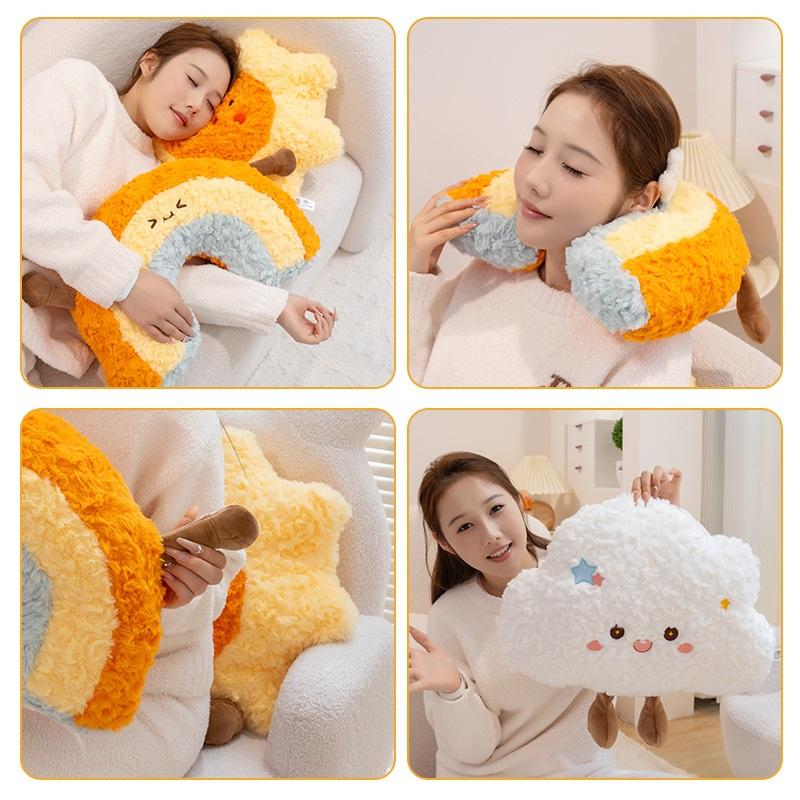 Minimalist style star pillow, cute sun cloud plush toy, bedside waist pillow, sleeping doll